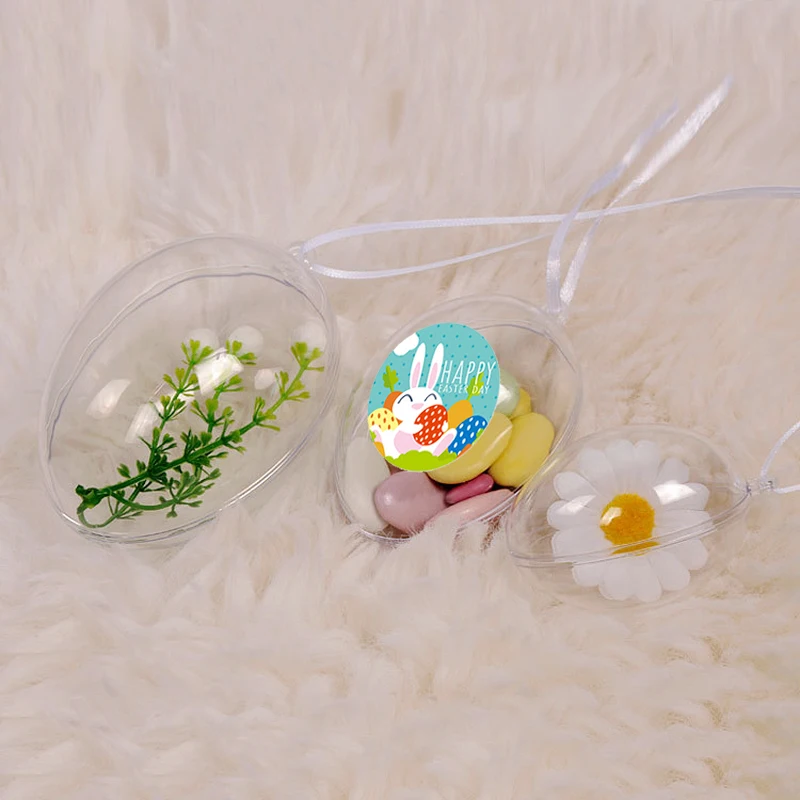 

10pcs Transparent Egg Box Plastic Easter Egg Decoration DIY Candy Box For Kids Birthday Party Wedding Decorations Hanging Decor