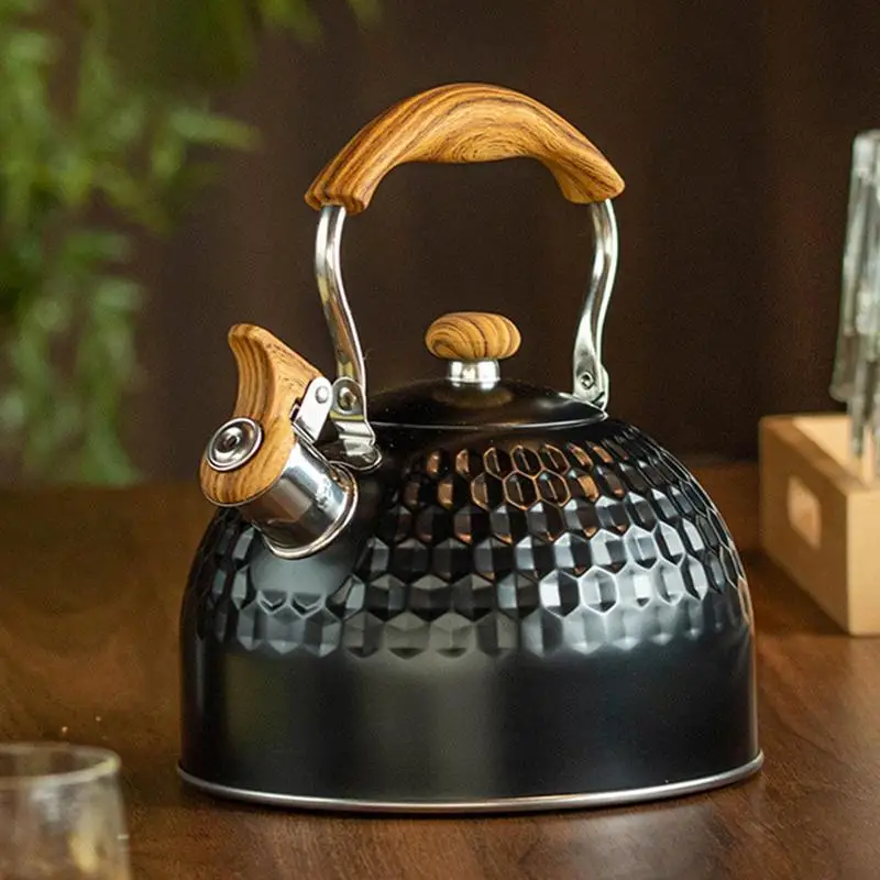 

Чайный чайник из нержавеющей стали со свистком, чайник, чайник с термостойкой ручкой для приготовления чая, кипячения воды, кухонный инструмент