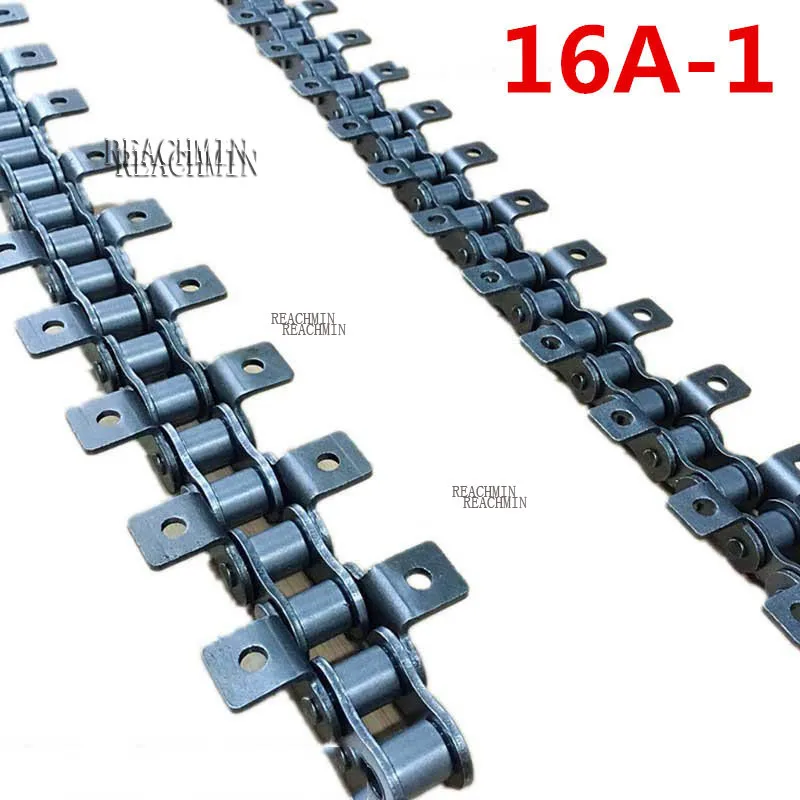 

1PCS 1.5m Length 60 Links 16A-1 Double Side Single Hole Curved Plate Transmission Conveyor Roller Drive Chain with 2 Attachments