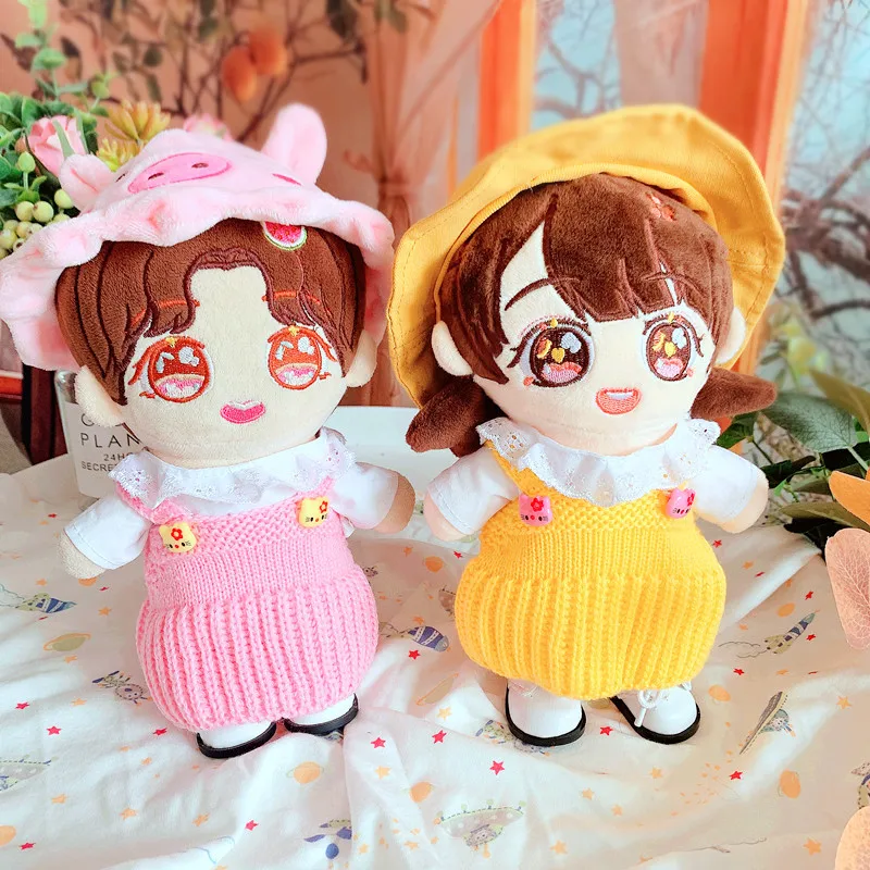 

20cm Doll Plush Doll's Clothes Lovely spring hat rompers suit Stuffed Toys Dolls Accessories for Korea Kpop EXO Idol Dolls