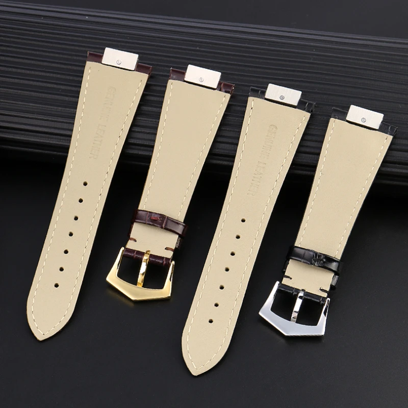 notch Genuine Leather Watch Strap + connector  25X13mm For Patek Philippe Nautilus 5711 5726 5712g watchband wristband Bracelet