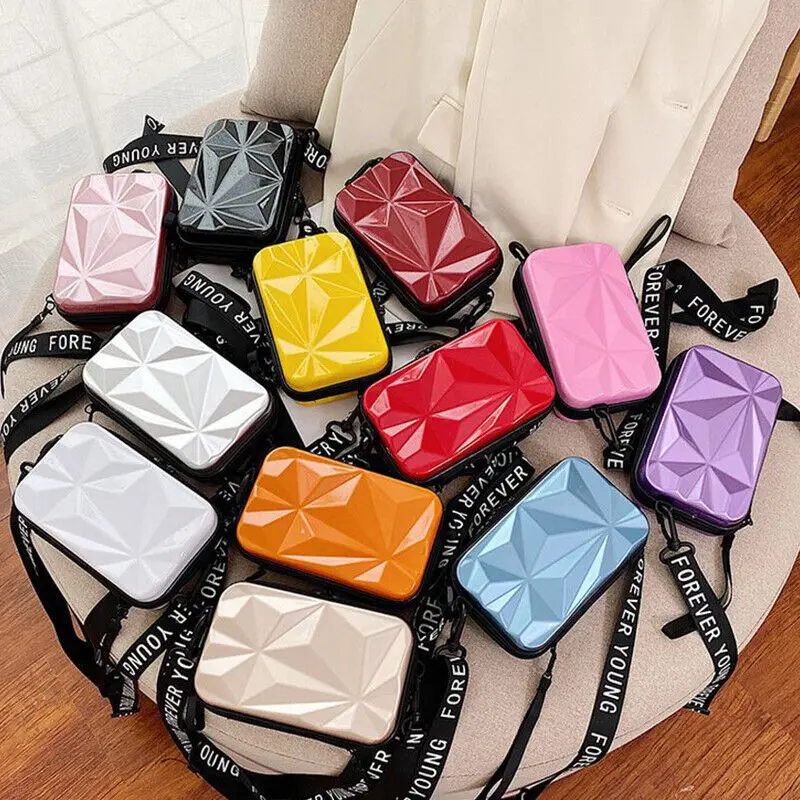 Women Mini Suitcase Shape Shoulder Crossbody Bag Hard Shell Cosmetic Phone Bag Handbag Clutch Toiletry Luggage Shape