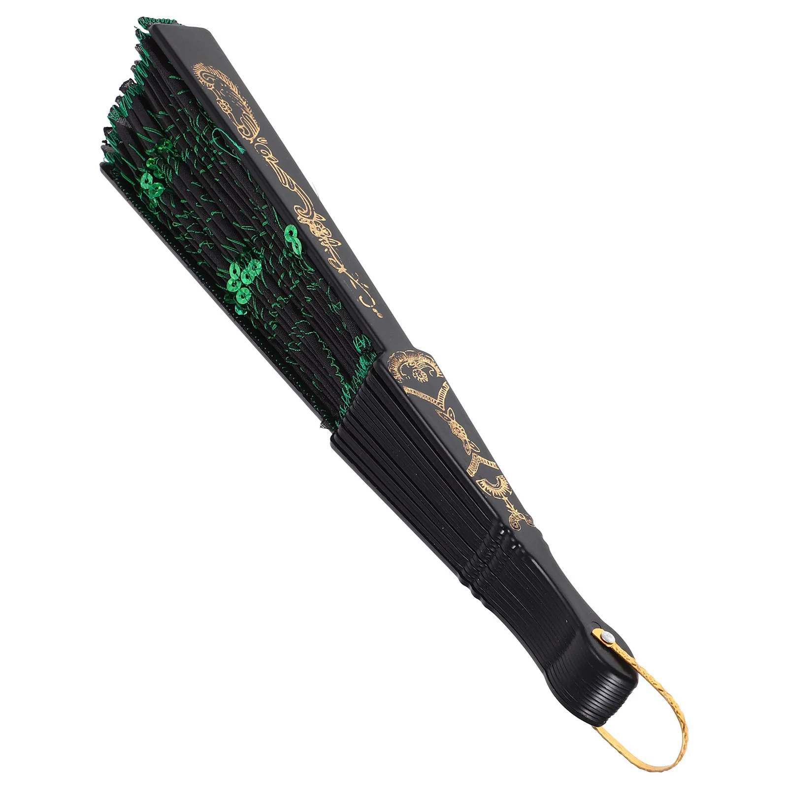 Manual Modeling Miss Fan Peacock Hand Fans Sequin Fabric Lady Silk Handheld Folding