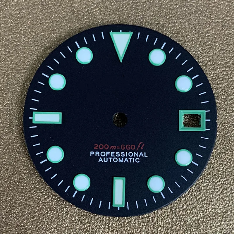 Watch Accessories Dial Black Japan C3 Green Luminous NH35/36 Movement for SKX007/009 Turtle Abalone Watch MOD Case 28.5mm