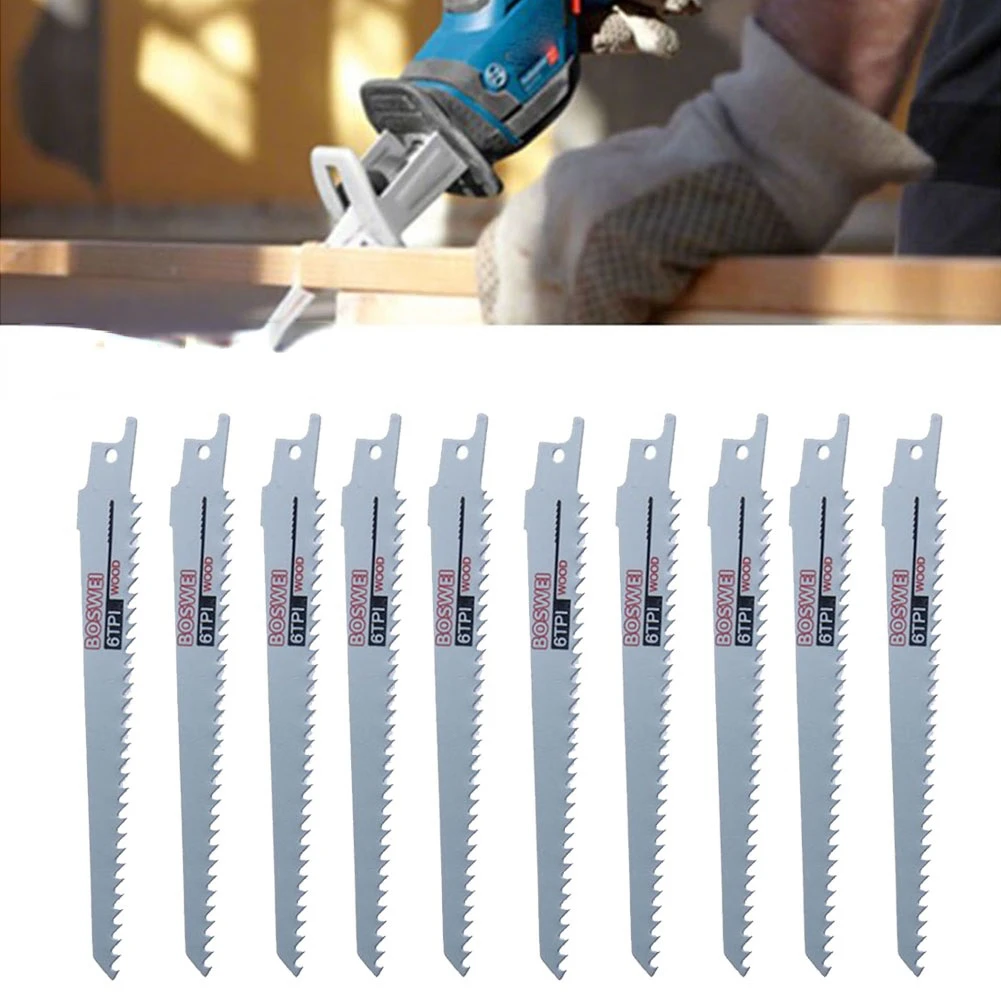 10pcs 150mm S644D Reciprocating Saw Blade HCS Cutter For Woo