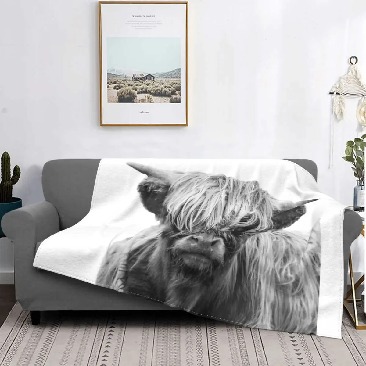 

Highland Cow-colcha a cuadros para cama, edredón, toalla, manta térmica, colcha de verano, 1 manta