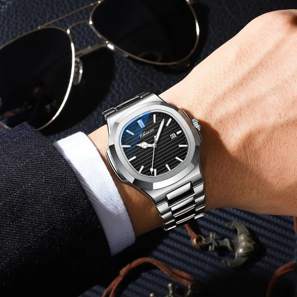 Часы CHENXI для мужчин имитация механического сканирования указатель прозрачная