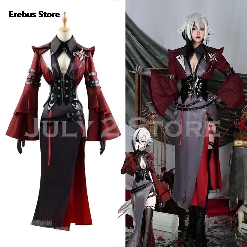 Аниме игра Genshin Impact новый костюм Arlecchino Косплей Хэллоуин одежда платье Лолита