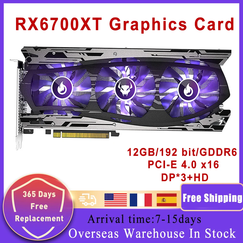 

Видеокарта Yeston Radeon RX 6700XT, 12 Гб, 2581 бит, GDDR6, 7 нм