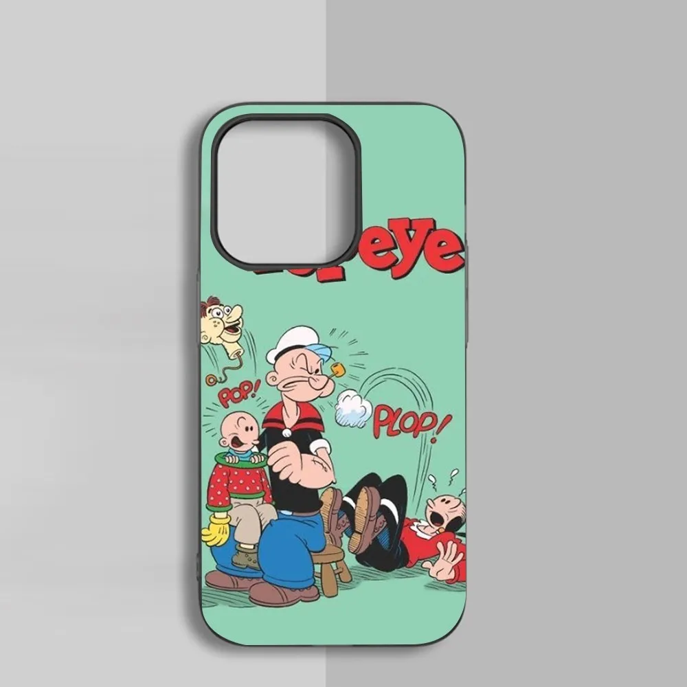 Cute Cartoon P-Popeye Phone Case For IPhone 15 14 16Pro Max 11 12 Mini Alex Mirror Magsafe Wireless Charging Cover