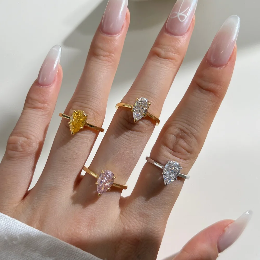 Настоящее серебро S925 обручальные кольца женское блестящее кольцо с ледяным