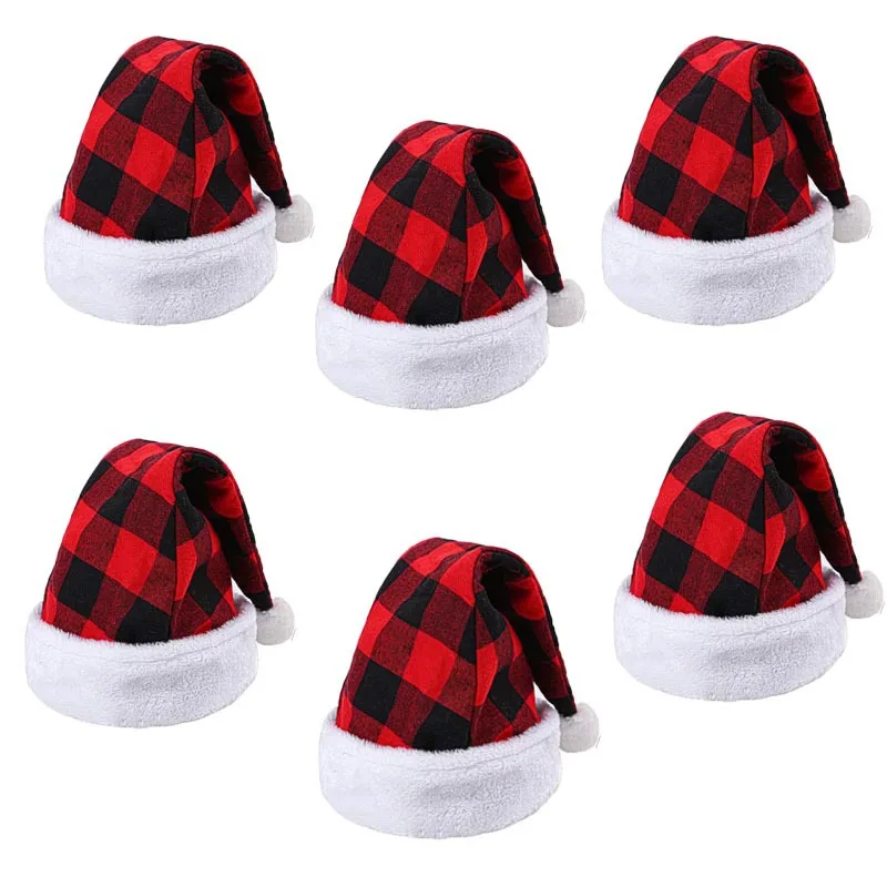 2023 Christmas Decorations Christmas Hat Black Red Plaid Hat Christmas Old Man Decorations Christmas Hat