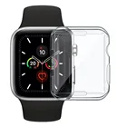 Тонкий чехол для Apple Watch Series 7, 6, 5, 4, 3, 2, 1, SE, силиконовый чехол для iWatch 38, 40, 41, 42, 44, 45 мм, прозрачный защитный чехол из ТПУ