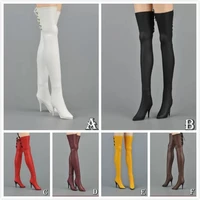 16 scale female body model long boots white black red with feet model fit diy neil 12 inches action doll