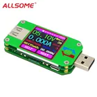 Тестер напряжения и тока ALLSOME UM24 USB2.0 с цветным ЖК-дисплеем, вольтметр, амперметр, измеритель сопротивления кабеля заряда аккумулятора