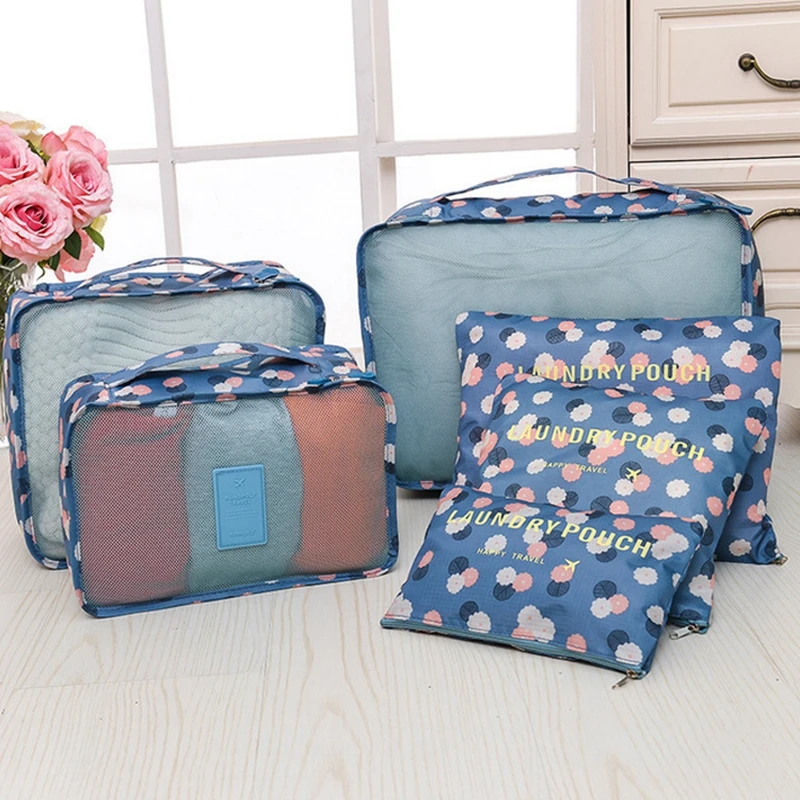 

6 Piece Set Travel Storage Bag Clothes Organizer Portable Luggage Packing Bag Leopard Suitcase Wardrobe Space Saver Tidy Pouch