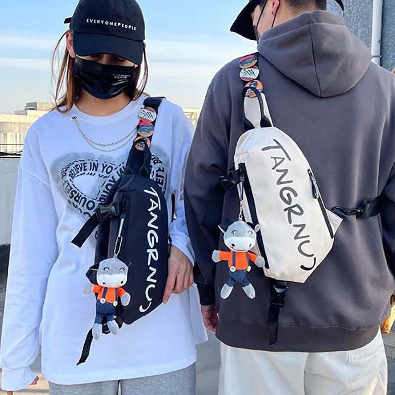 Нагрудная сумка рюкзак через плечо для мужчин водонепроницаемая из ткани