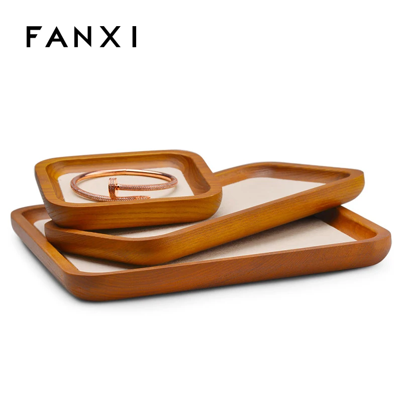 Oirlv Solid Wood Jewelry Display Tray Rings Earrings Bracelets Necklace Pendant Holder Jewelry Display Stand Organizer Showcase