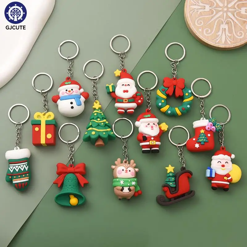 

Christmas Series Keychain Santa Claus Xmas Tree Key Chains For Backpacks Pendant Cute Elk Doll Pvc Soft Key Ring Kids Toys 5cm