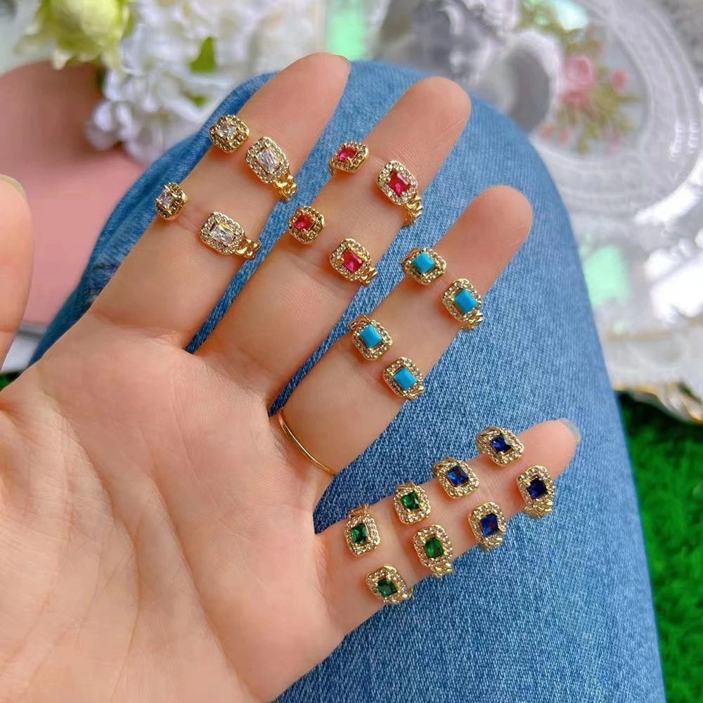 

5PCS, Fashion Colorful Square Crystal Zircon Wedding Ring Jewelry for Women Couple Ring Jewelry