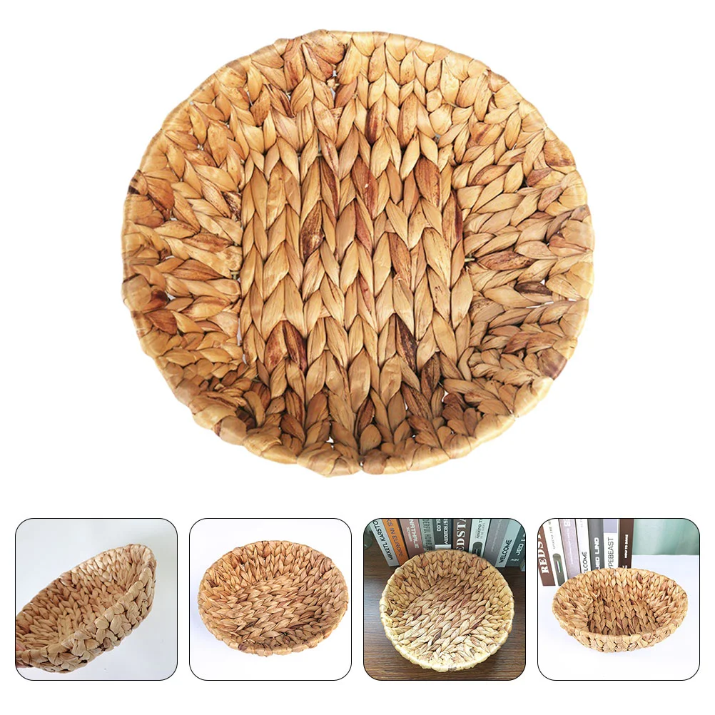 

Wicker Baskets Basket Trayorganizer Storageweaving Closet Vanity Pantry Water Decorative Hyacinth Fruit Round Shelves Bathroom