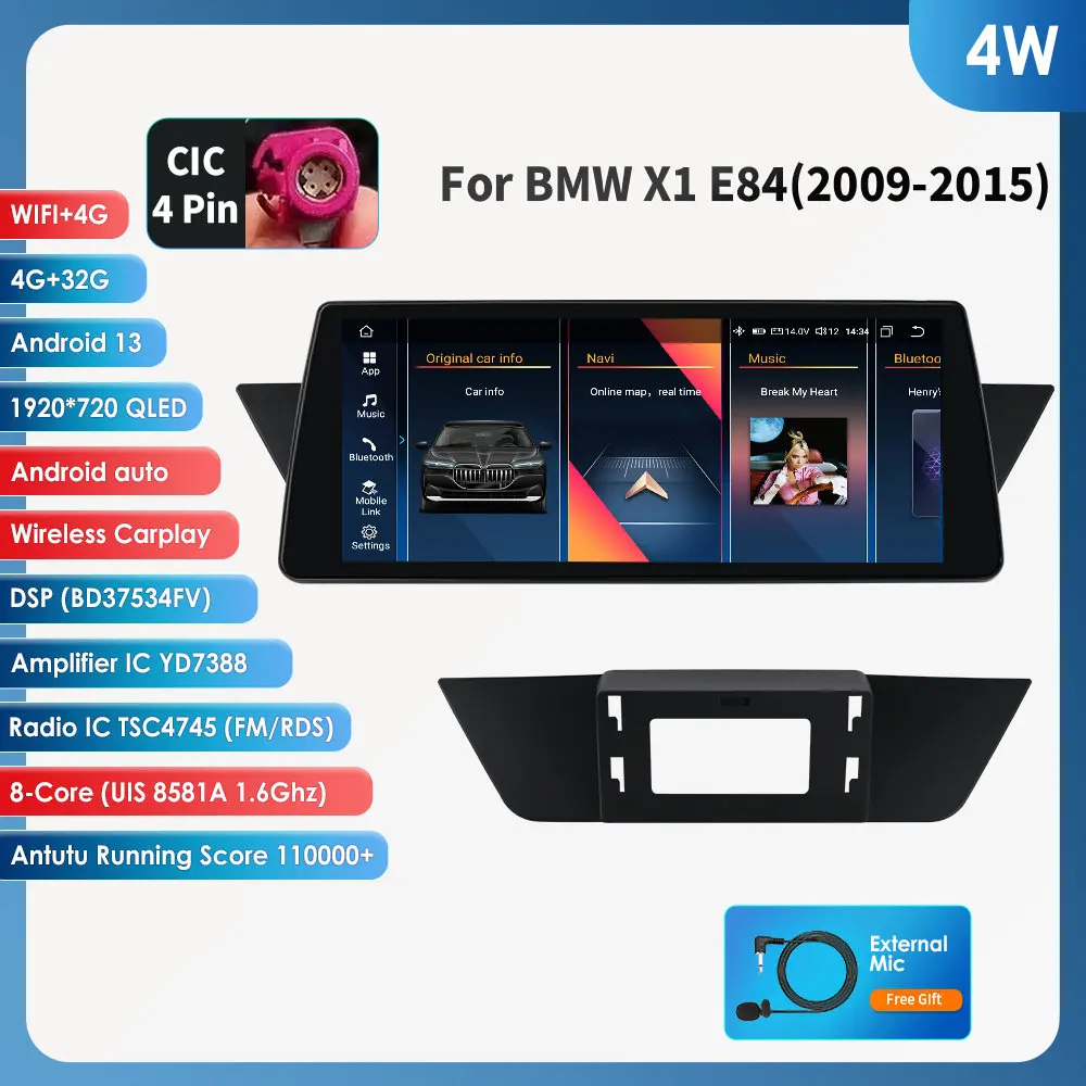

10,25 "Android авторадио для BMW X1 E84 2009-2015 CIC/без оригинального экрана мультимедийный видеоплеер 2din Carplay 4G GPS стерео
