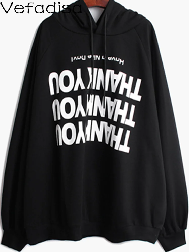 

Vefadisa 2023 Autumn Fashion Hooded Pullover Sweatshirt Loose Reverse Print Letter Printing Lazy Wind Sweatshirt Women's LHX4290