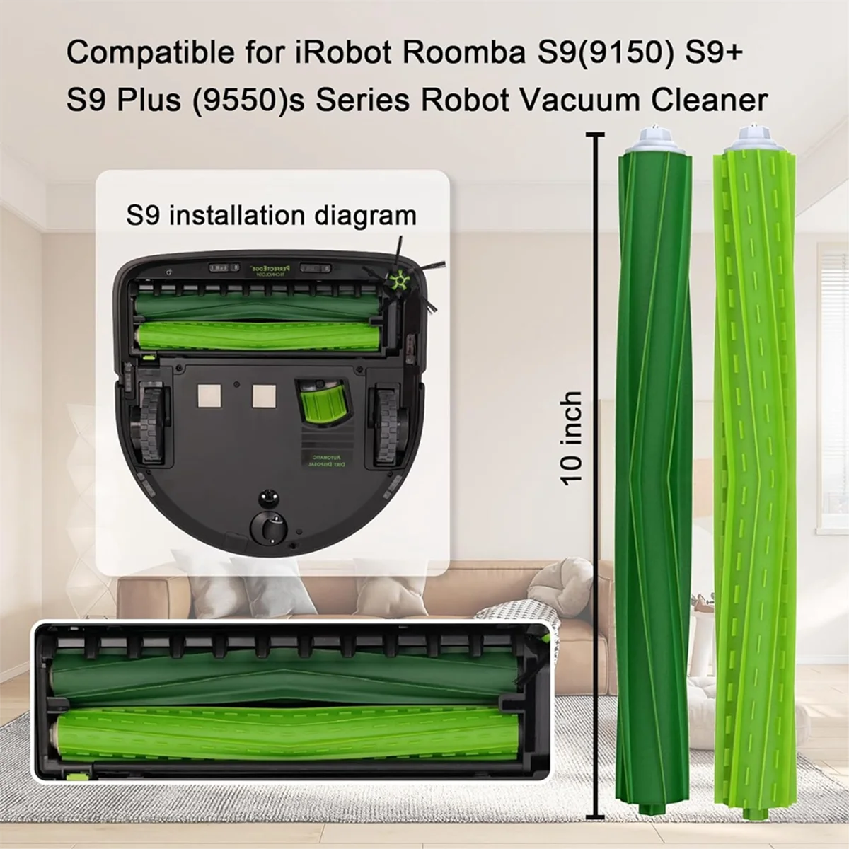 1 комплект резиновой роликовой щетки для пылесоса iRobot Roomba S9 9150/S9+ Plus 9550 серии S