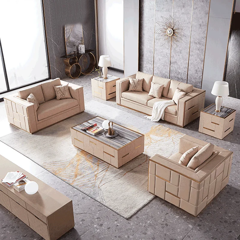 

Italian Stainless Steel Pull Button Leather Sofa Modern Chesterfield Sofa Sectional Luxury Furniture Sofa Set Nordic Sofa
