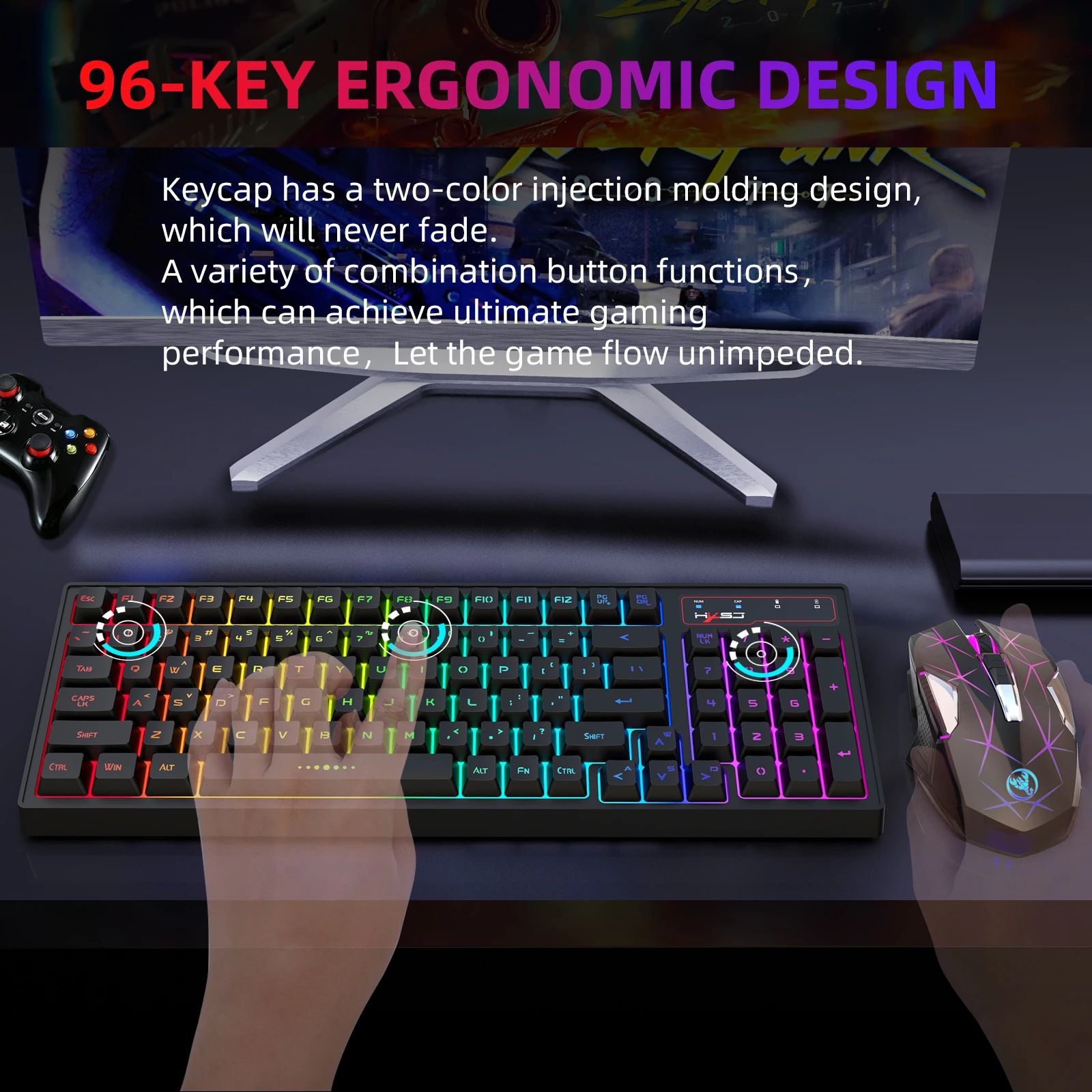 2.4G Wireless Keyboard and Mouse Combo Mini Multimedia Full-size Keyboard Mouse Set For Computer Notebook Laptop Desktop