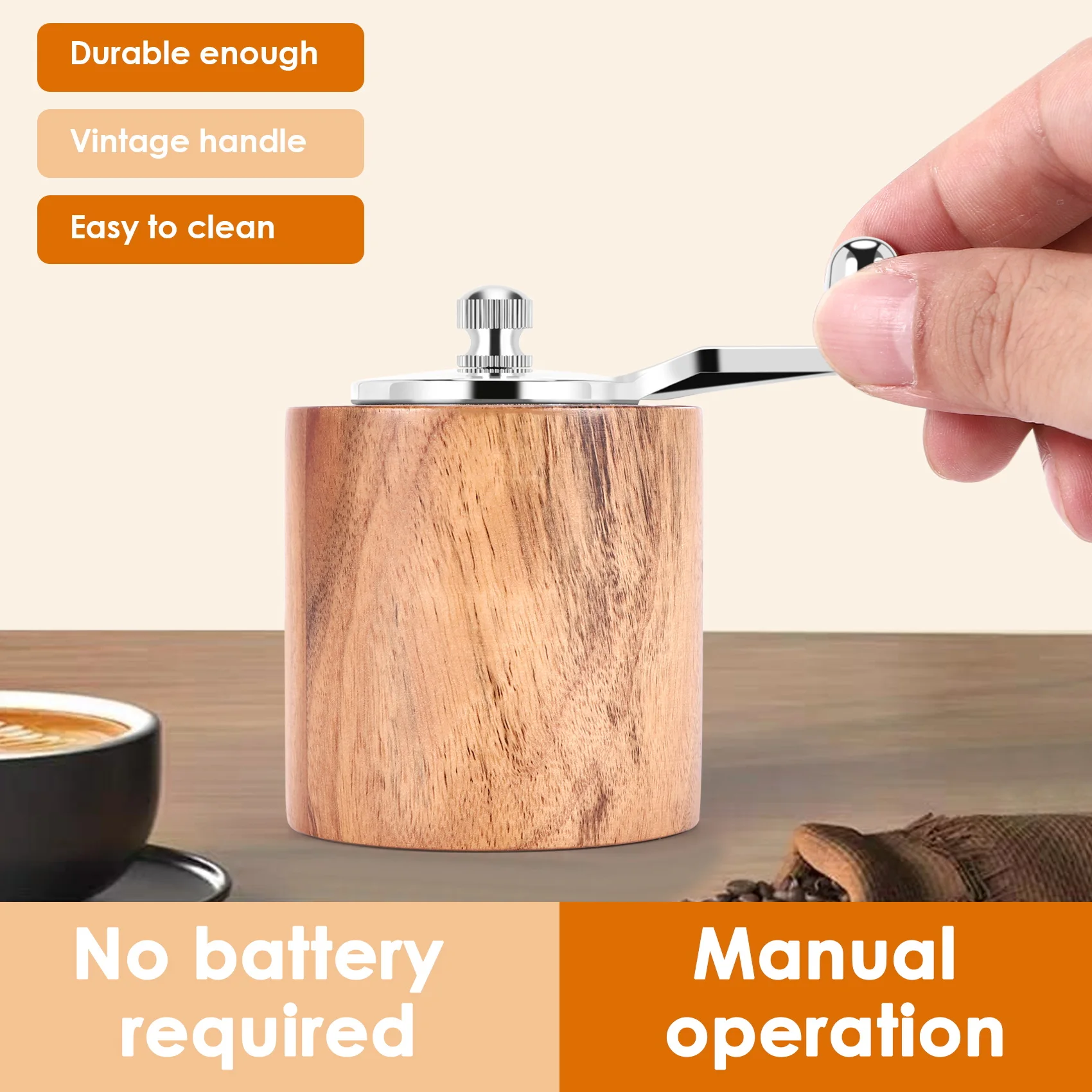 Мельница для перца Ручная деревянная перечница с классической ручкой и