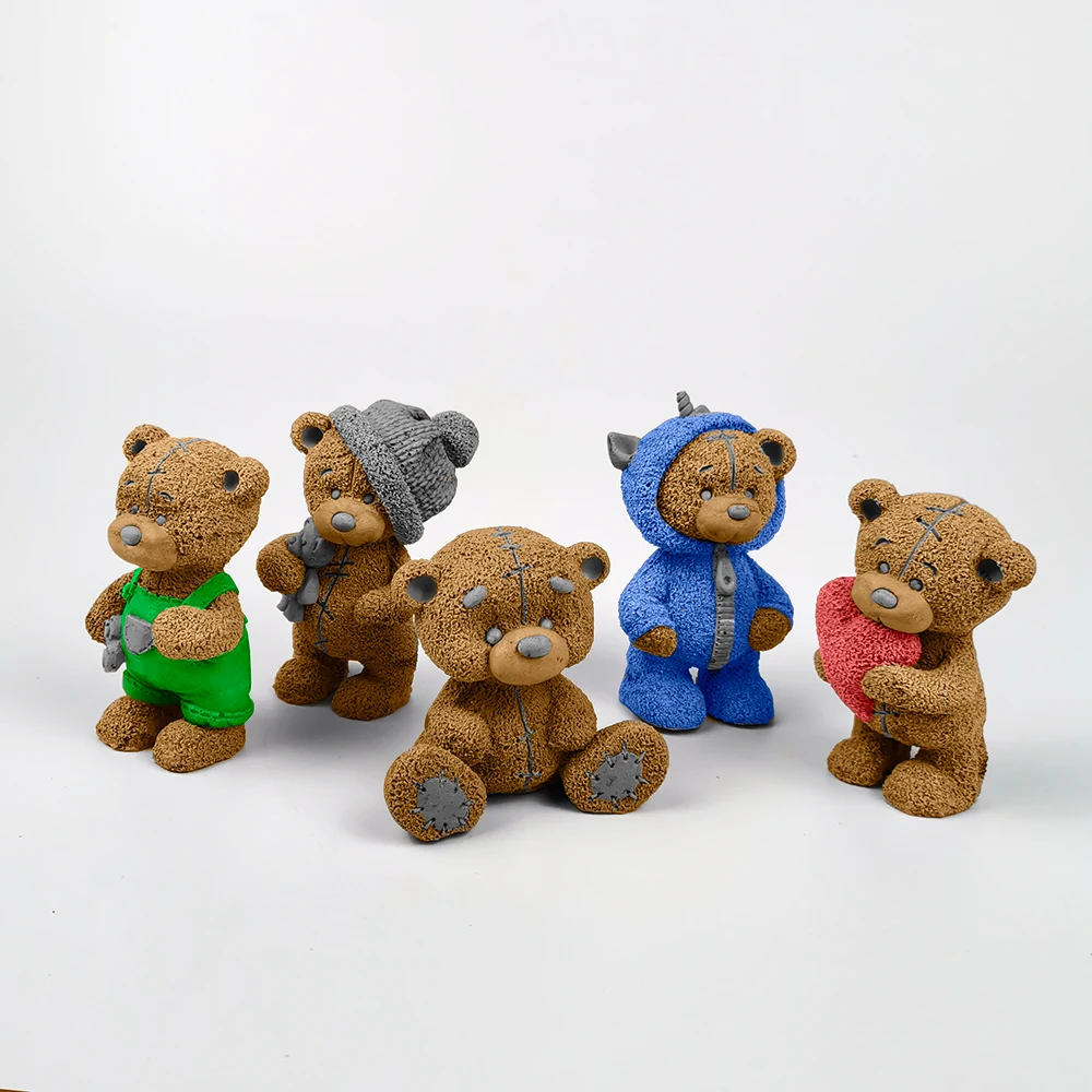 

New 3D Teddy Bear Silicone Mold DIY Animals Christmas Cake Fondant Mold Crafts Candy Mousse Heart Decoration Resin Soap Mould