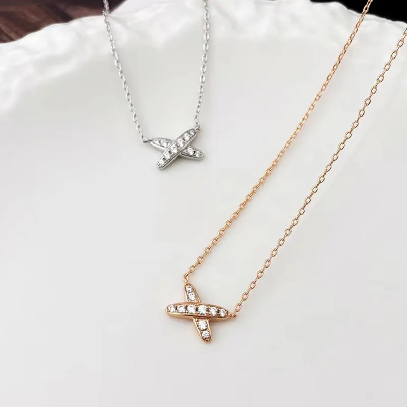 

925 Sterling Silver Full Diamond Cross Necklace For Women With Handcrafted High Quality Carbon Diamond Girls Fine Jewelry