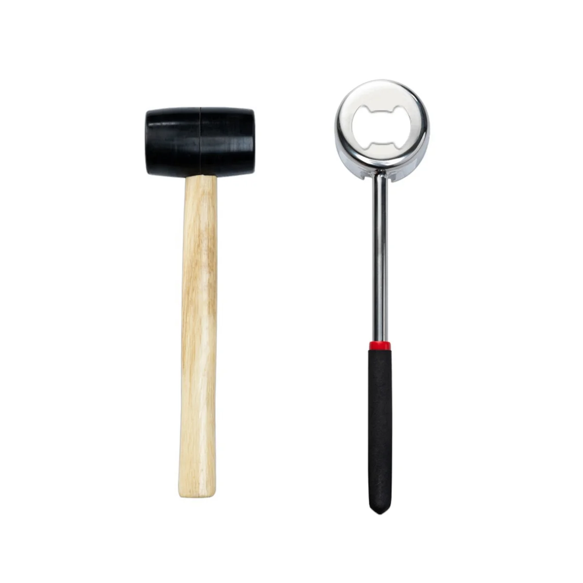 

Coconut Opener Tool Coconut Shell Punching Knife Wooden Handled Rubber Hammer Stainless Steel Coconut Opener Kit
