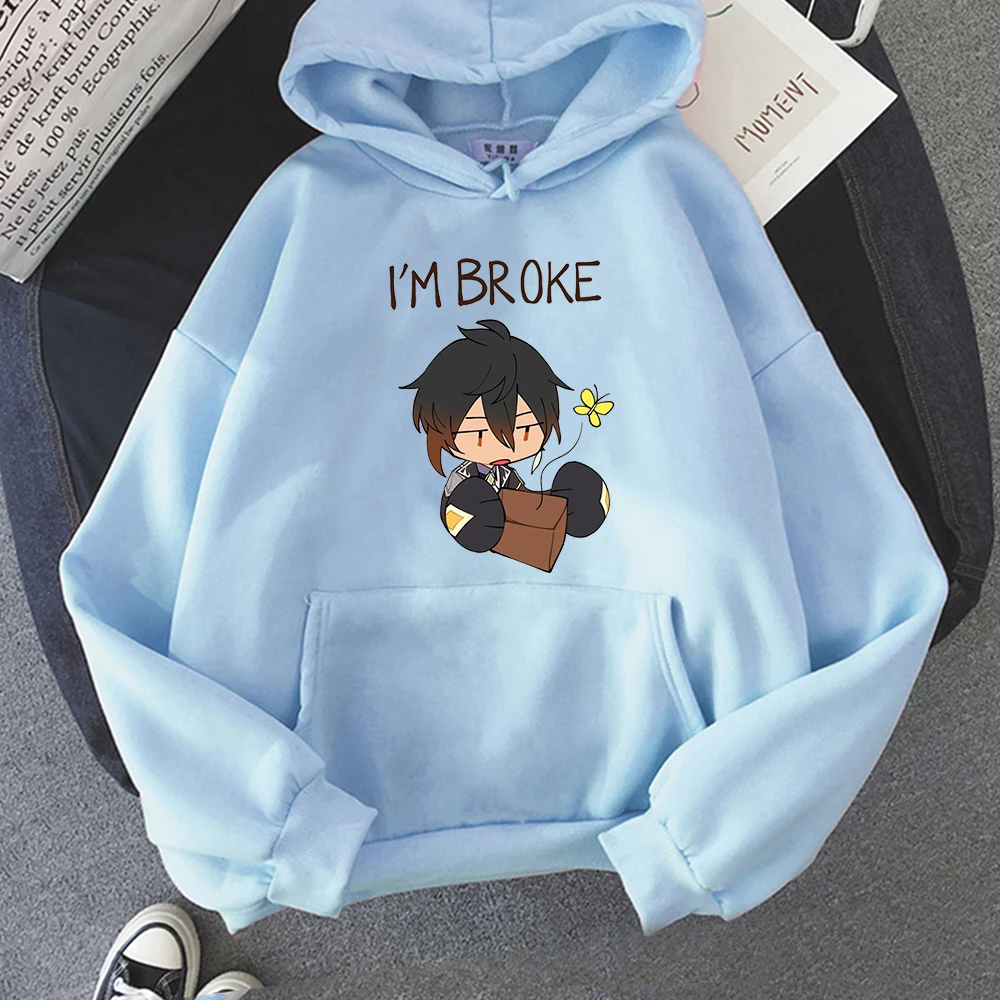 Zhongli Genshin Impact Meme Hoodie Gothic Streetwear Women Long Sleeve Kawaii Clothes Sudadera Y2k Tops Crewneck Sweatshirts