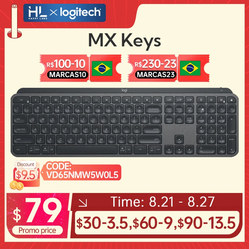 Logitech MX Keys Wireless Keyboard Bluetooth Office 104 Key Charging Backlit Ultra-thin Mute Portable Business For PC Laptop