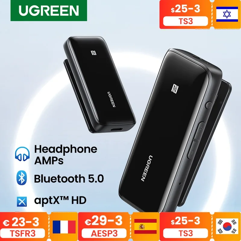 

UGREEN Bluetooth 5.0 Receiver USB DAC 3.5mm Wireless Audio Headphone Amplifier NFC aptX LL aptX HD QCC3034 Bluetooth 5.0 Adapter