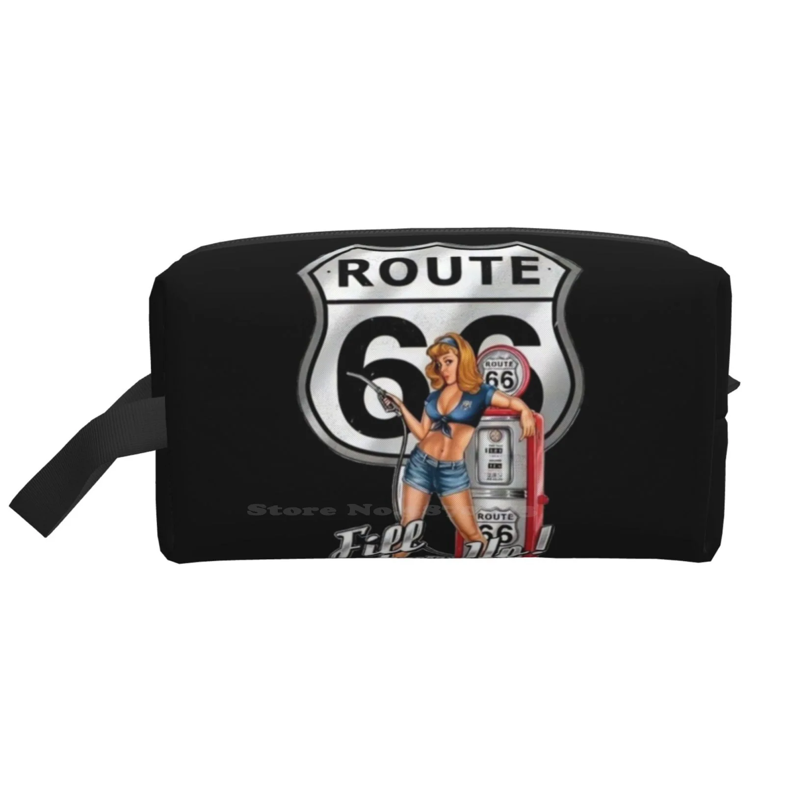 Route 66 Gas Station Pin Up - Fill Her Up Data Cable Usb Bag Travel Sport Storge Bags Up Psychobilly Oldies Elvis Presley Jonny