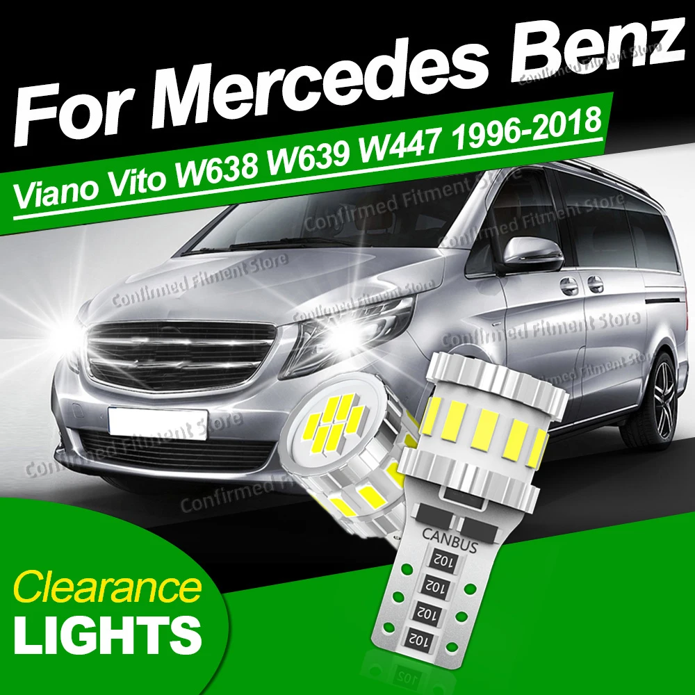 2 шт. светодиодная лампа T10 Canbus без ошибок, яркий автомобильный светодиодный габаритный фонарь для Mercedes Benz Viano Vito W638 W639 W447 1996-2017 2018