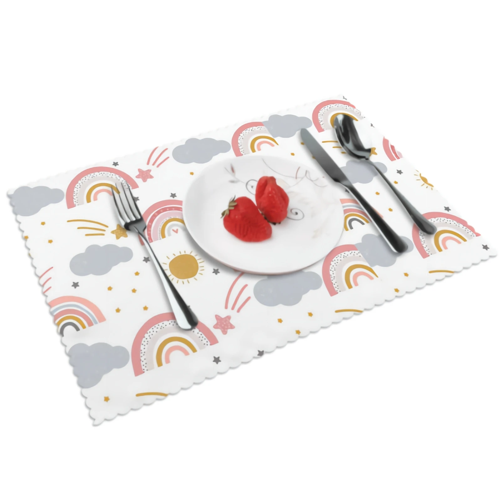 

Cute Rainbow Placemats for Dining Table 12 x 18 inches Heat Resistant Table Placemats Set of 4 for Kitchen Dining Table