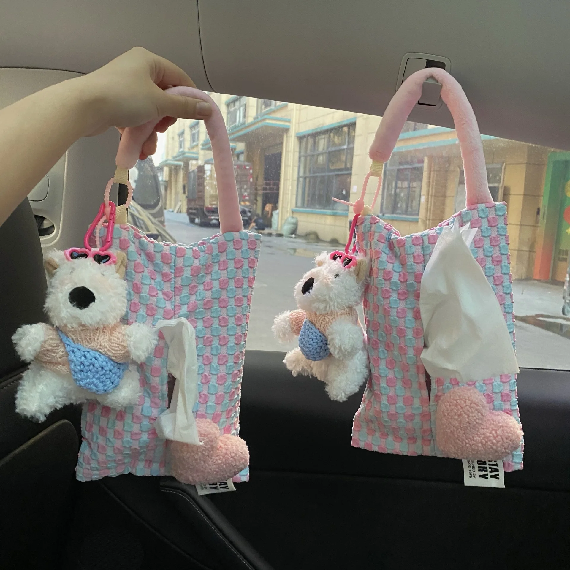 Kawaii West Highland Собака Плюшевая Игрушка Сумка В Форме Украшения Автомобиля