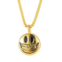 niche design classic trend personality smiley skull stainless steel necklace new