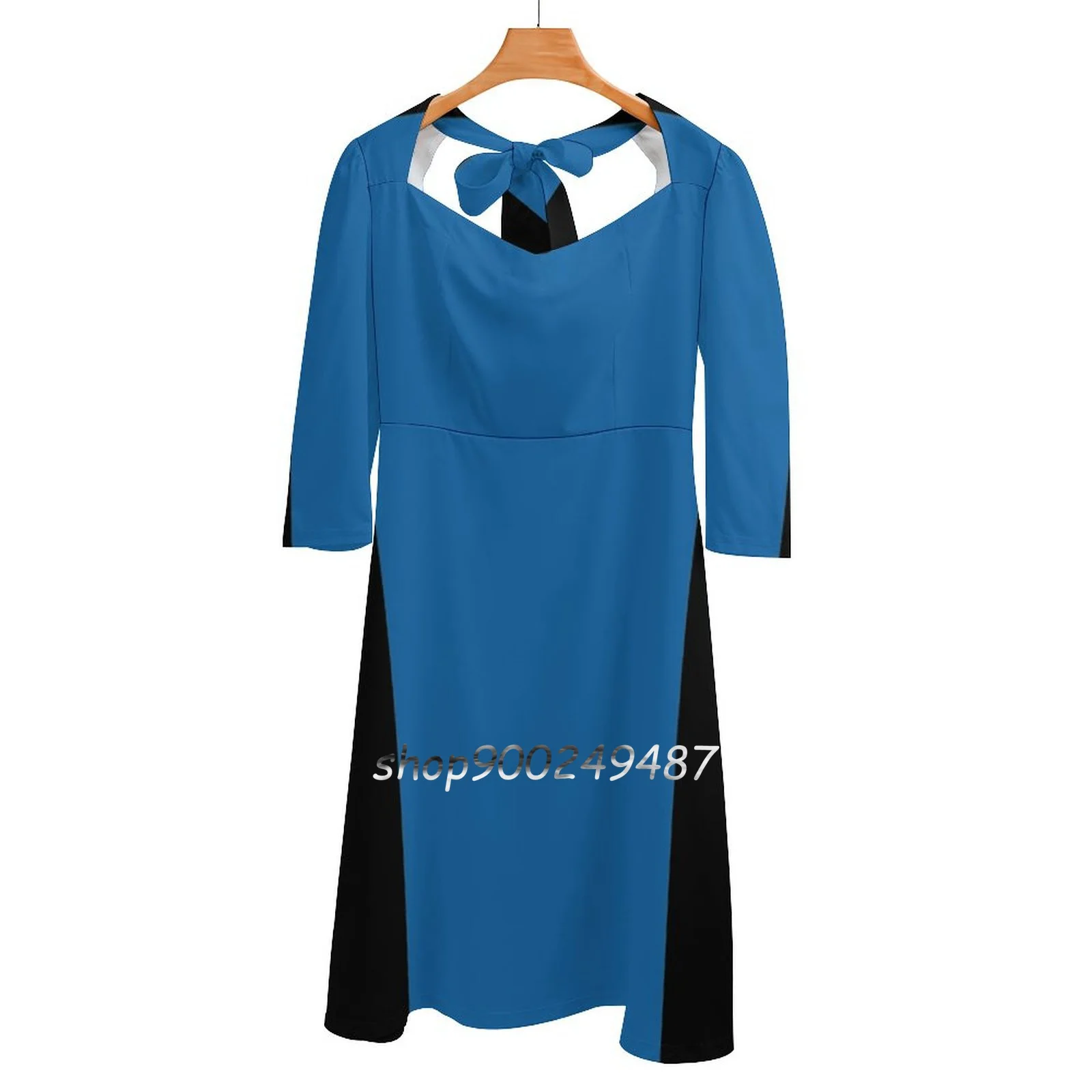 

Женское платье для косплея, голубое платье с квадратным вырезом и лямкой на шее