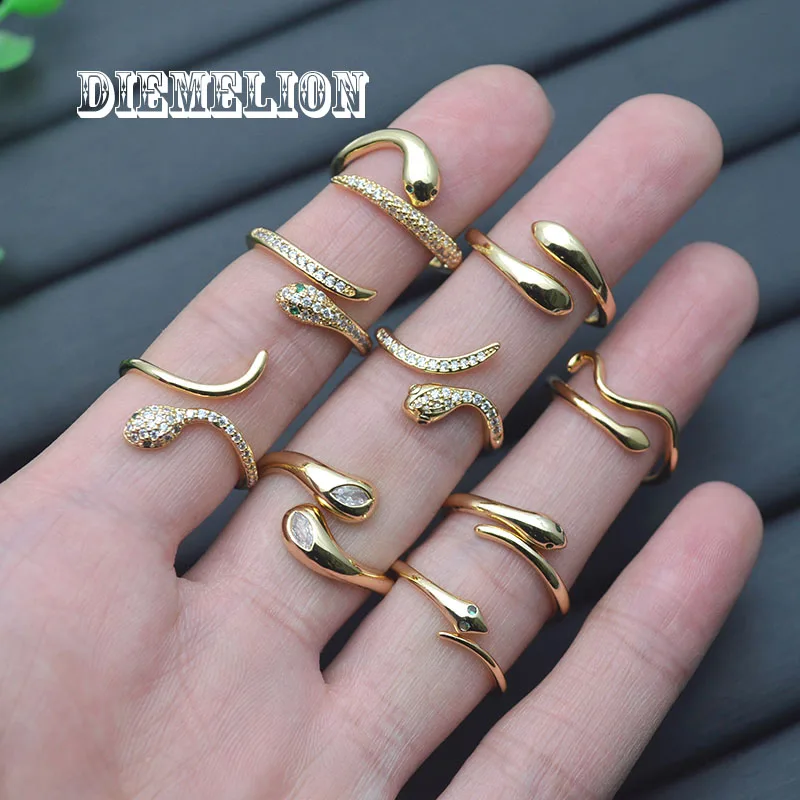 

Lucky Zircon Snake Rings for Women Exquisite Cute Gold Color Open Knuckle Ring Gifts Fashion Jewelry Wholesale 5pc Per Lot