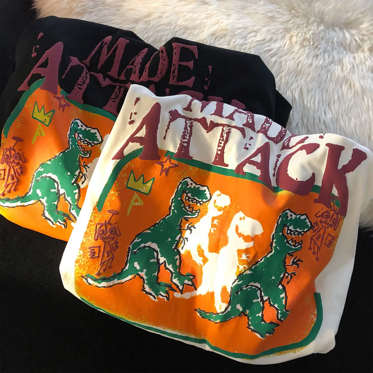 

Retro Made Attack Dinosaur Cartoon Graphic T Shirts Oversized Short Sleeve Tops Kawaii Punk Goth Teens Fashion Summer Large 2XL