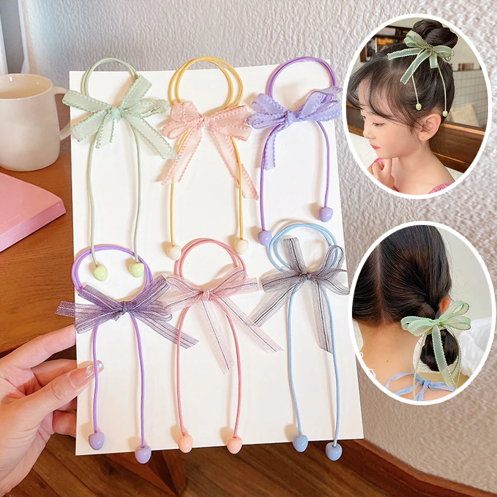 

2022 New Baby Girl Cute Colors Mesh Bow Hair Bands Ponytail Holder Children Soft Scrunchies Rubber Bands Kid Hair Accessories