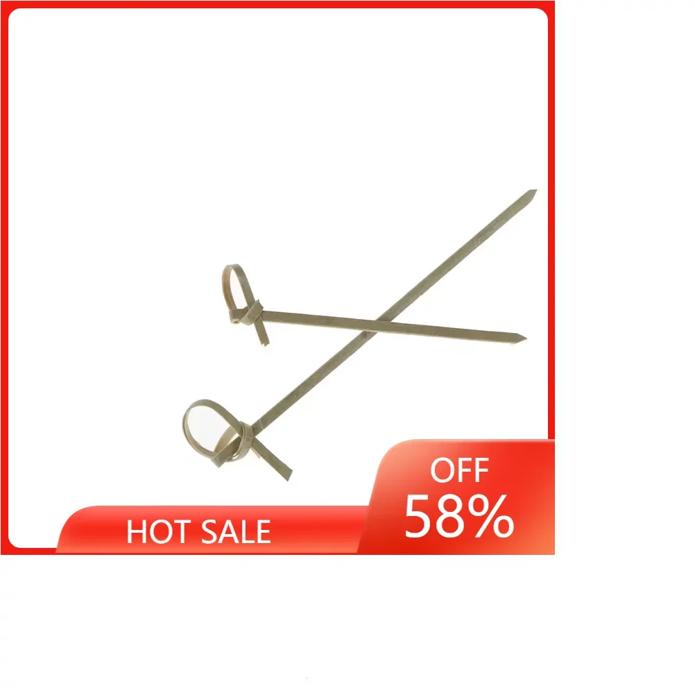 

100Pcs Disposable Bamboo Tie Knotted Skewers Twisted Ends Cocktail Food Fruit Picks Fork Sticks Buffet Cupcake Topper