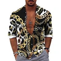 new mens single breasted shirts retro pattern 3d printing same color casual youth style 2022 fall fashion european size s 3xl