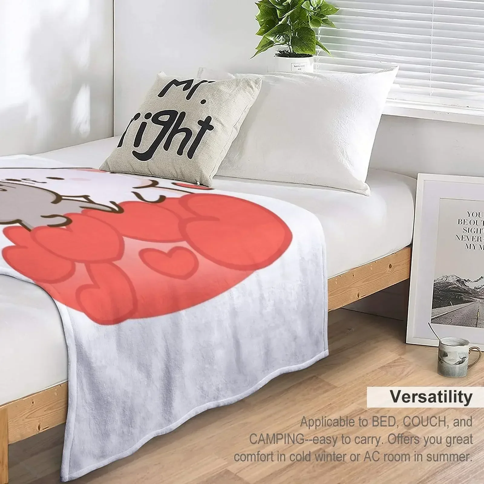 Одеяло Peach and Goma Mochi Cat Big RED Heart туристическое зимнее покрывало одеяла