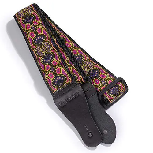 

Vintage Woven Guitar Strap Acoustic and Electric Guitars | `60s Jacquard Weave Hootenanny Style | 2 Rubber Strap Locks Included